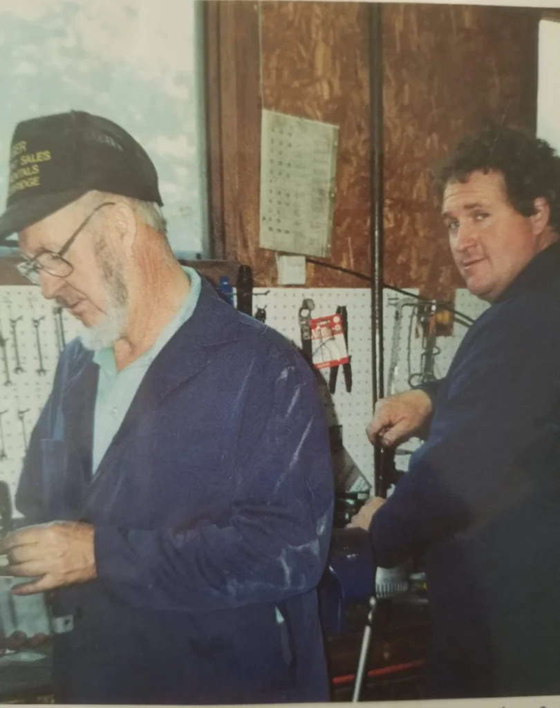 Steve and his Dad Gord working in the shop mid 1990's